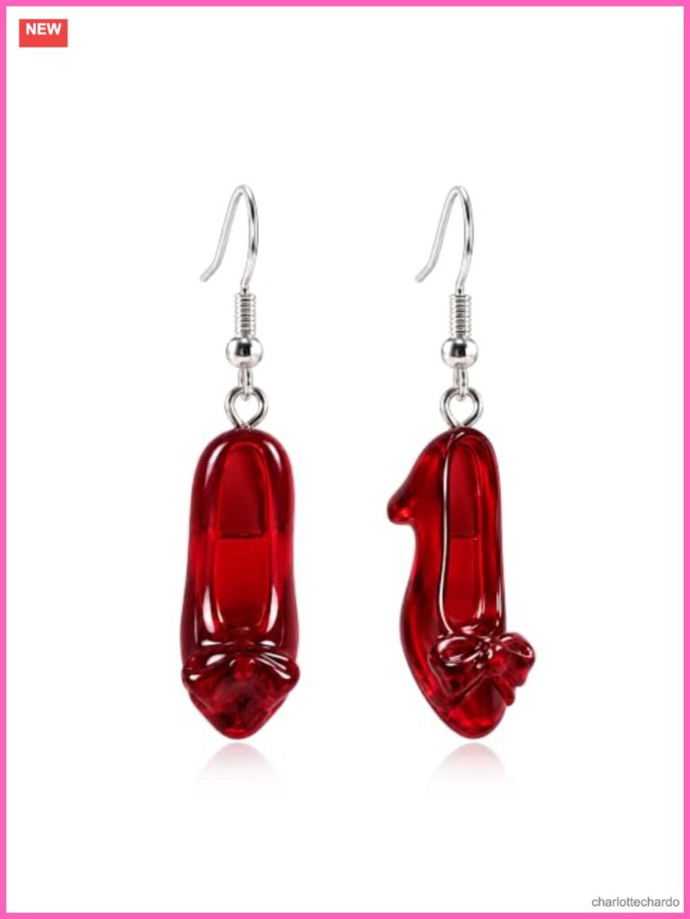 Trinckle Halloween Red Shoe Drop Dangle Earrings Stainless Steel Resin Costume